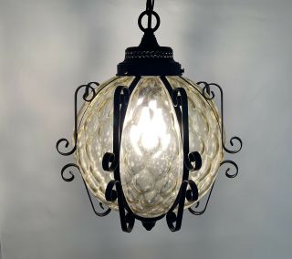 Vintage Retro Mid Century Disco Glass Hanging Swag Lamp Light Chain 8
