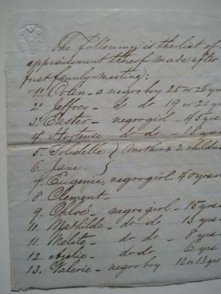 Vintage List of Slave Prices; Paper of Estelle Scott; B&G Imprint Seal; Undated 4