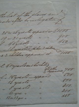 Vintage List of Slave Prices; Paper of Estelle Scott; B&G Imprint Seal; Undated 5
