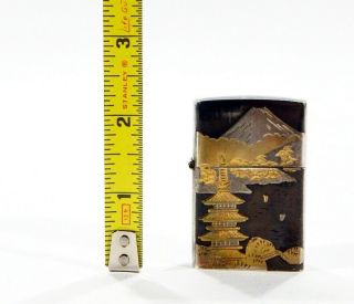Vintage Sterling Silver w/ Gold Cigarette Pocket Lighter Engraved Japanese 7