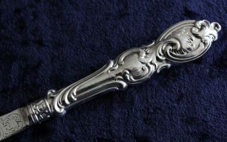 Solid Silver Rococo Pattern Letter Opener Sheffield 1845 3