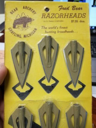 Fred Bear Razorheads Broadheads Vintage Old Stock In Package 12 Ct.