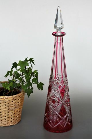 French Baccarat Crystal Rare Wine Decanter,  Lagny Model.  Height 17.  71 "