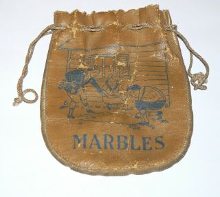 V RARE vintage marbles Bag - Prototype AKRO - 1 of a KIND 1920 - 30 ' s? 3 Kids,  HOUSE 4