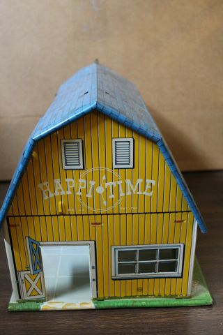 Vintage Happy Time Yellow Metal Toy Barn