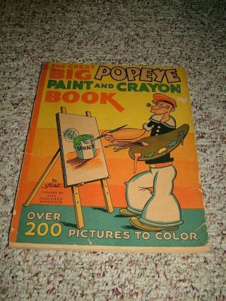 1935 Popeye The Great Big Paint And Crayon Coloring Book By Mcloughlin Bros.