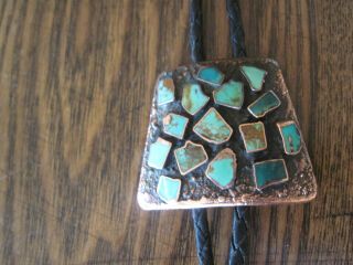 Vintage Bell Trading Post Solid Copper Turquoise Bobo Tie