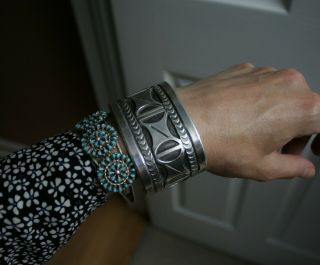 Huge Vintage Native American Navajo Sterling Silver Cuff Bracelet 9