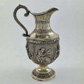 Fine Antique Indian Burmese Solid Silver Milk/cream Jug - Early 20th Century