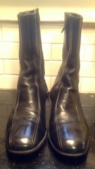 Vintage Royal Imperial Florsheim Black Leather Side Zip Beetles Boots Sz 7d