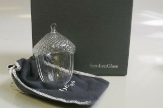 Gorgeous Vintage Steuben Glass Acorn Christmas Ornament -