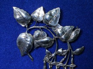 LARGE VINTAGE CINI STERLING SILVER FUCHSIA FLOWER PIN BROOCH,  SIGNED - 23.  3gr 2