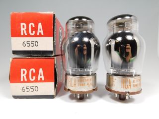 Rca 6550 Matched Vintage Tube Pair Metal Base Round Getters Nos (test 103)