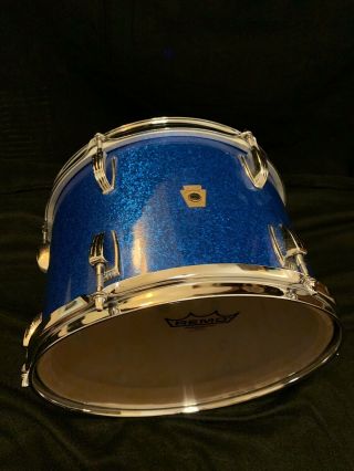 Vintage Ludwig Blue Sparkle 12” Rack Tom Drum Keystone Badge Serial 657181