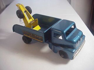 Structo Towing Service Vintage Pressed Steel Toy Tow Truck No.  910 Phone 4200