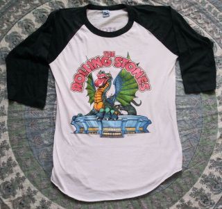 Vintage Rolling Stones 1981 Raglan T - Shirt Xl Dragon Live Tour Rock 80s