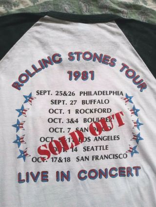 Vintage ROLLING STONES 1981 Raglan T - Shirt XL Dragon Live Tour Rock 80s 4