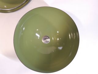 Rare VTG MCM Cathrineholm Made Norway Green Fondue Pot Stand Enamel Viking 5