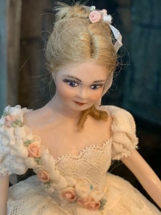 Miniature Dollhouse Vintage Artisan Porcelain Lady Doll Victorian Belle ENGLAND 8