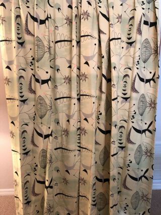 Barkcloth vintage Eames Atomic pattern drapes,  professionally custom made 2
