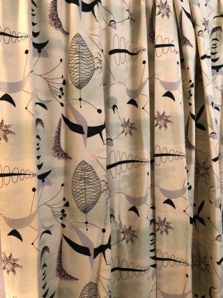 Barkcloth vintage Eames Atomic pattern drapes,  professionally custom made 6