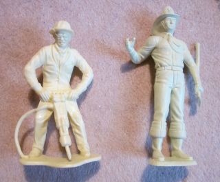 Vintage Marx 3 Inch Construction Worker & Fireman Play Set Figures