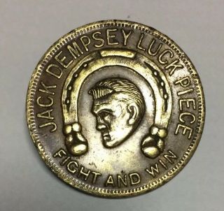 1924 Vintage Jack Dempsey Luck Piece Metal Coin Fight And Win Movie