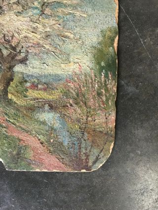 vintage antique oil painting on board landscape Victorian 1900’s estate small 3