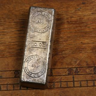 Rare Old Pour International Silver Ltd Inc 999 Silver 10 Troy Oz 10oz Bar