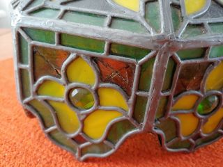 Antique Tiffany Style Leaded Stained Slag Glass Lamp Shade 4