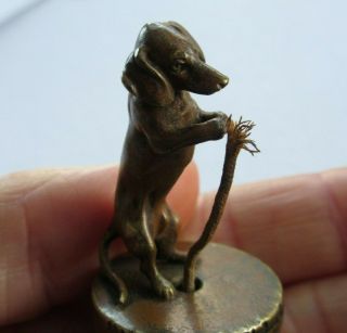 Antique French Bronze Dachshund Dog Butler Servant Button Bell Light Pull Switch