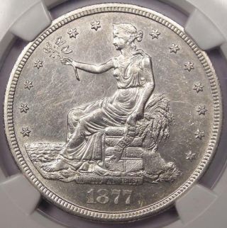 1877 - S Trade Silver Dollar T$1 - Ngc Uncirculated - Rare Date Unc Bu Ms Coin