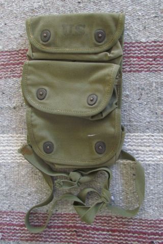 Us Wwii 3 Pocket Grenade Pouch W/ Belt Hook & Leg Ties Circa 1944 (rigger - Made)