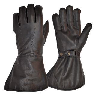 Goldtop Classic Black Leather Vintage Motorcycle Gauntlets Aviator Gloves Retro