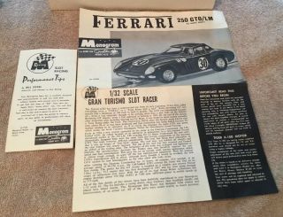 RARE Monogram Ferrari 250 GTO LM 1964 Vintage 1/32 Scale Model Racing Slot Car 7