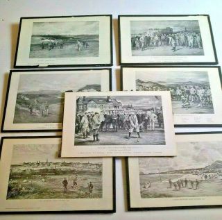 Seven Rare Antique Life Association Of Scotland Golfing Prints
