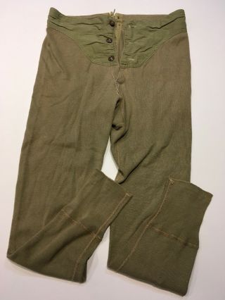 Wwii U.  S.  Army Enlisted Man Od Wool Drawers Long Johns Sz 31 Underwear