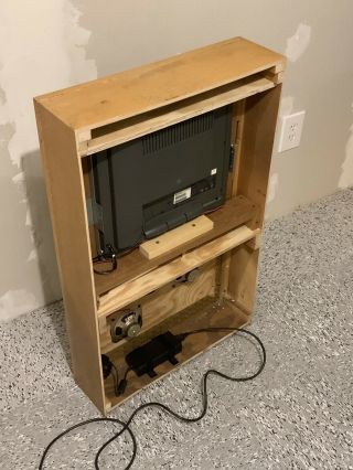 Vintage Mid - Century Modern Blonde TV Cabinet Custom Modified With Flat Screen 4