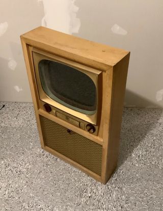 Vintage Mid - Century Modern Blonde TV Cabinet Custom Modified With Flat Screen 6