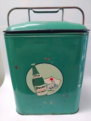 Vintage Rare Polar Extra Dry Ginger Ale Cooler Metal Picnic Drink Gas Oil Soda