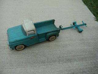 Vintage Pressed Steel Tonka Pick - Up Truck And Boat Trailer