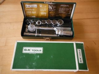 Vintage S - K Sk Tools 3/8 " Dr 12pc Socket,  45170 Ratchet Set Case 4512