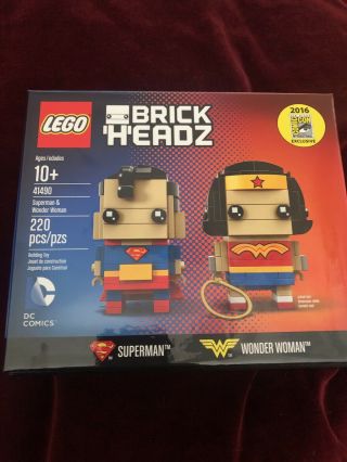 2016 Sdcc Superman And Wonder Woman Lego Brickheadz Exclusive Rare 53/1500