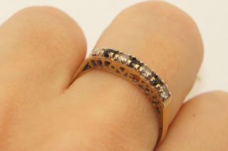 Vintage 9Ct Gold Sapphire & CZ Half Eternity I LOVE YOU Ring,  Size K 1/2 6