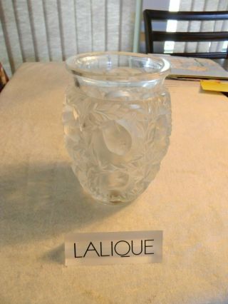 Vintage Lalique France Crystal Vase - Birds In Tree - 4.  75 X 6.  75 "