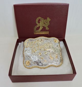 George Strait Vintage Fan Club Gist Silver Gold Plated Belt Buckle 1023 Rare