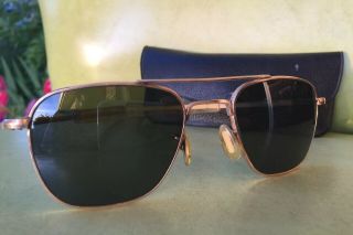 Vtg 1960s American Optical Pilot 1/10 12k Gf Gold Filled 5 1/2 Sunglasses Op