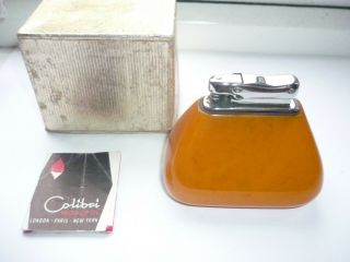 Vintage Colibri MONOPOL egg yolk Amber bakelite Lighter - 160 grams 2