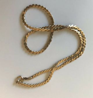Estate Vintage Ladies Yellow Gold Serpentine Chain Choker Necklace 14k 11.  4 Gram