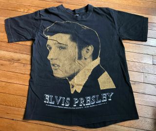 Vintage 1994 Elvis Presley Mosquitohead Black T Shirt Sz L 90s Big Logo Official